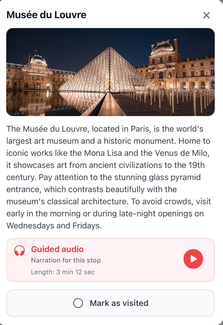 Voice-guided narration player in the app